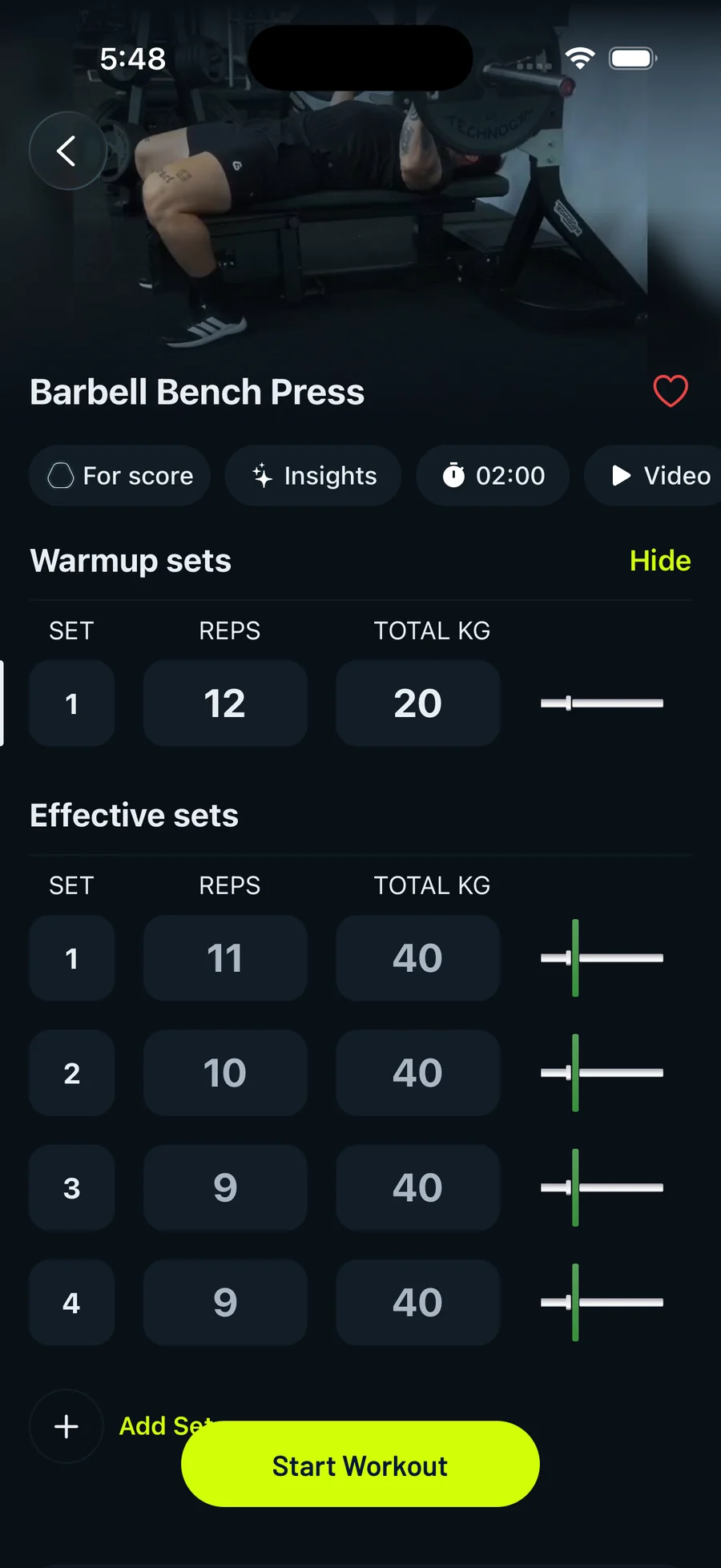 Insights screen explaining why the next weight went up