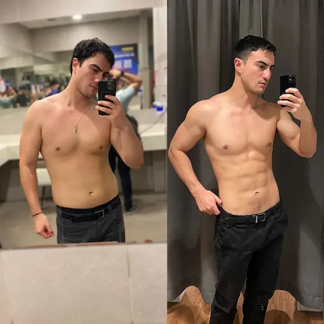 Franco, before and after training with Hermes