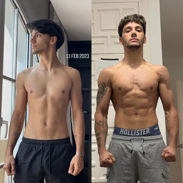 Valentino, before and after training with Hermes