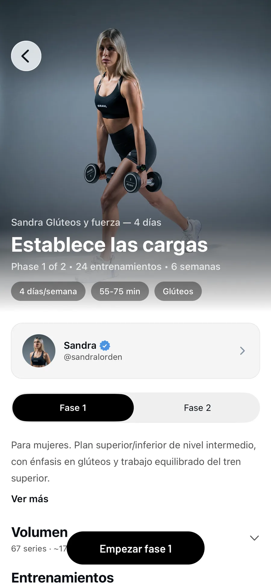 Sandra Glúteos y fuerza · 4 días